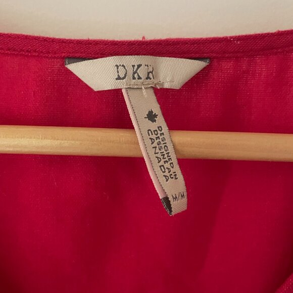 Linen blend red asymetrical midi summedress - viscose / linen / poly - Like new - Picture 4 of 6